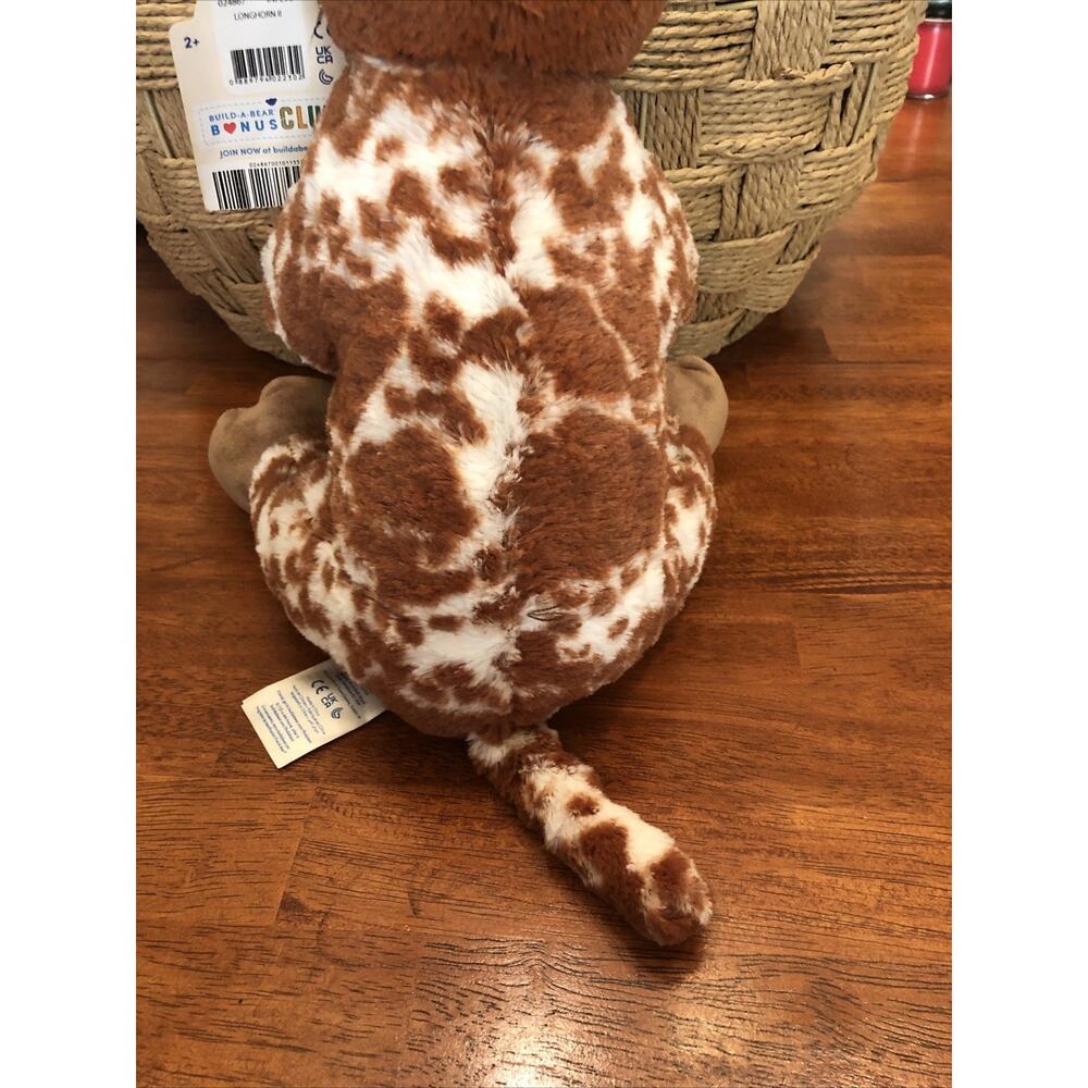 Build a Bear Workshop Bull Brown White Longhorn Horns Plush Stuffed BABW 14" New - Picture 7 of 9